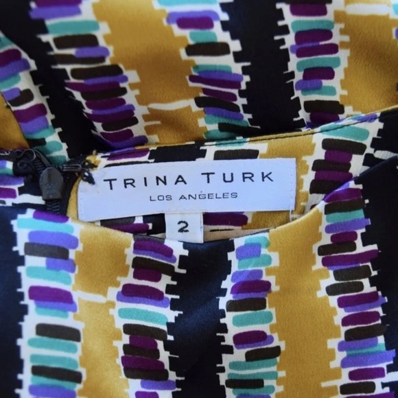 Trina Turk Jewel Tone Metallic Silk Dress 2 - Picture 5 of 12